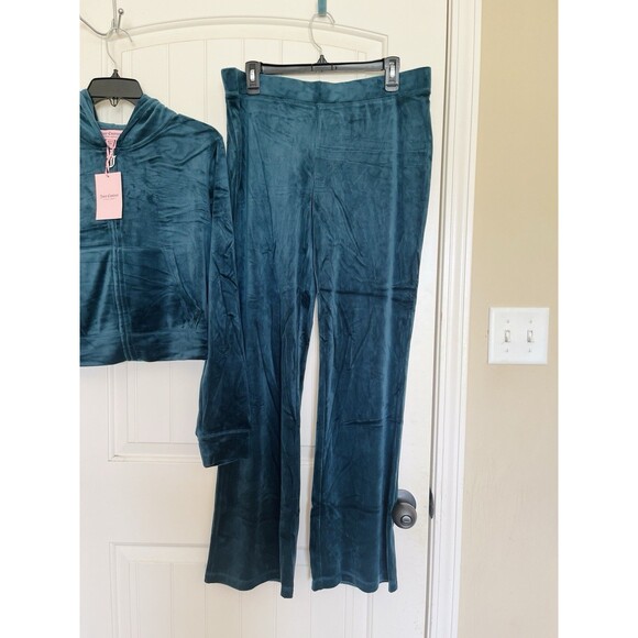NWT JUICY COUTURE Size XL Velour Bling Tracksuits Set Rare Sea Blue - Picture 4 of 10